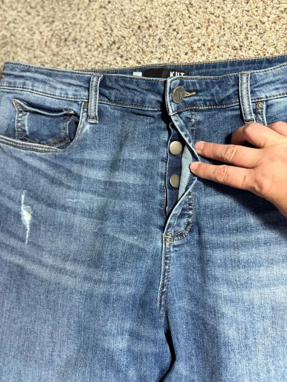 KUT from the Kloth High Rise Straight Leg Distressed Jeans Size 14 - Picture 3 of 5